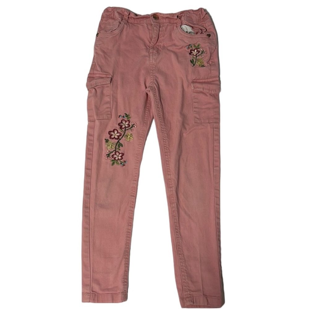 Nanette Lepore Girls' Pink Embroidered Cargo Pants Size 10